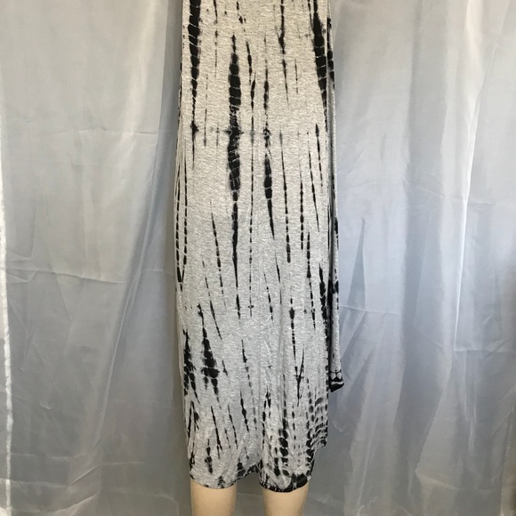 F21 Hi Lo Slouchy Black Grey Tie Die Dress Shirt - Picture 7 of 8